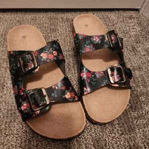 Slide on flower printed sandals